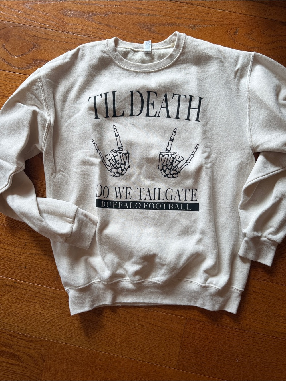 Til Death Do We Tailgate Buffalo Football Crewneck Sweater - Cream